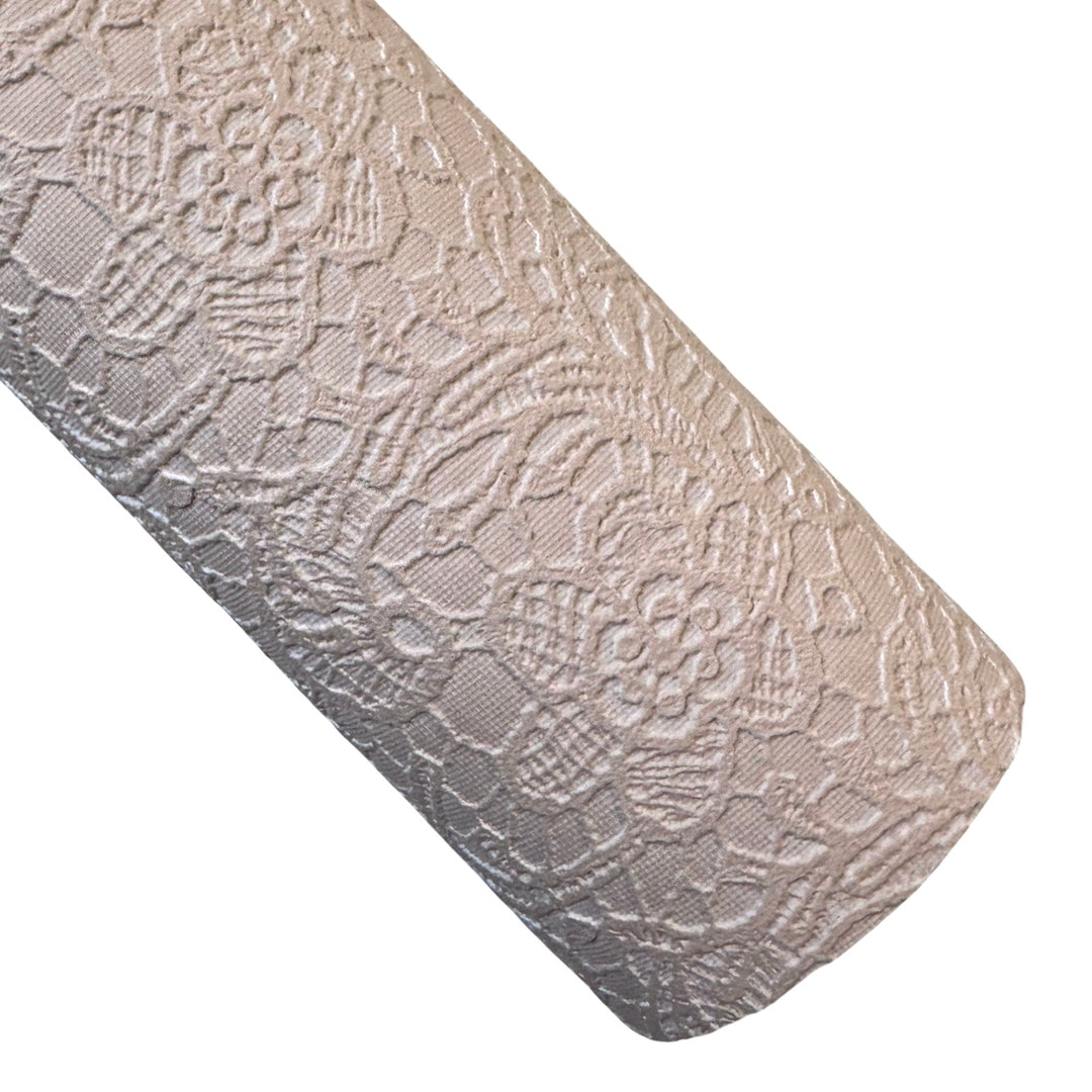 Beige Lace Embossed Faux Leatherette Sheet