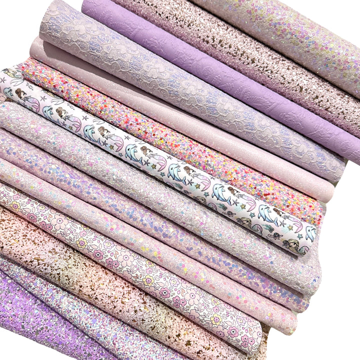 Lovely Lilac Glitter Leather 14 Sheet Bundle