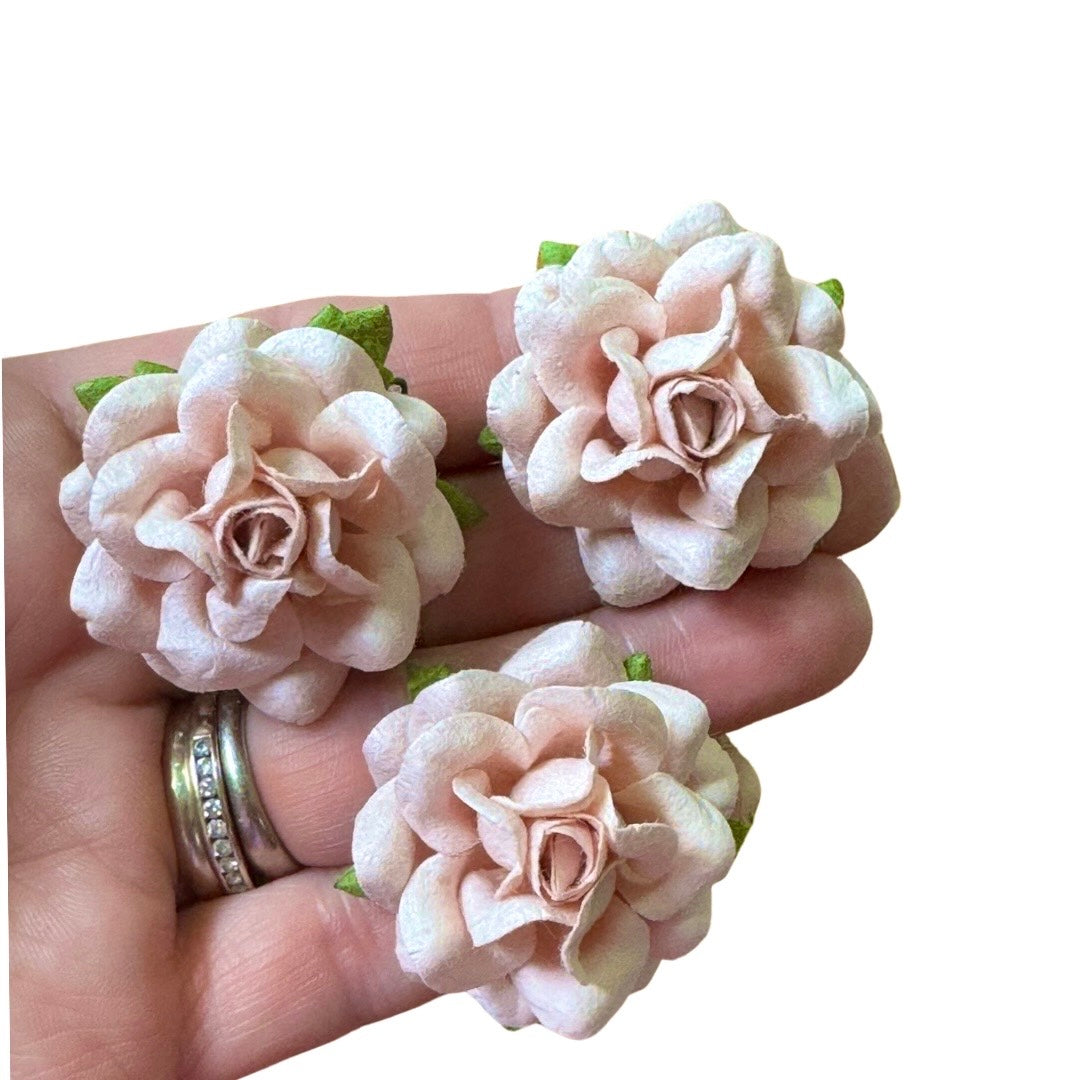 Romantic Rose Mulberry Paper Flowers - 37mm - Nude Pink