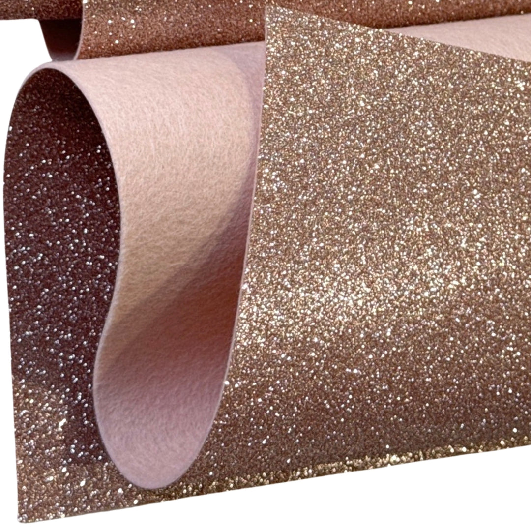 Rose Gold Glitter Pure Wool Felt