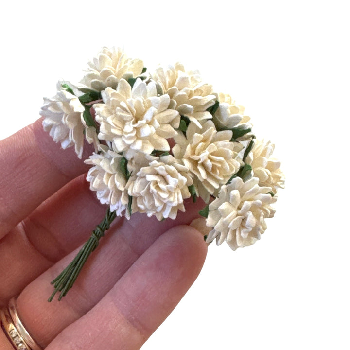 Ivory White Aster Daisies Mulberry Paper Flowers - Lot of 10 or 50