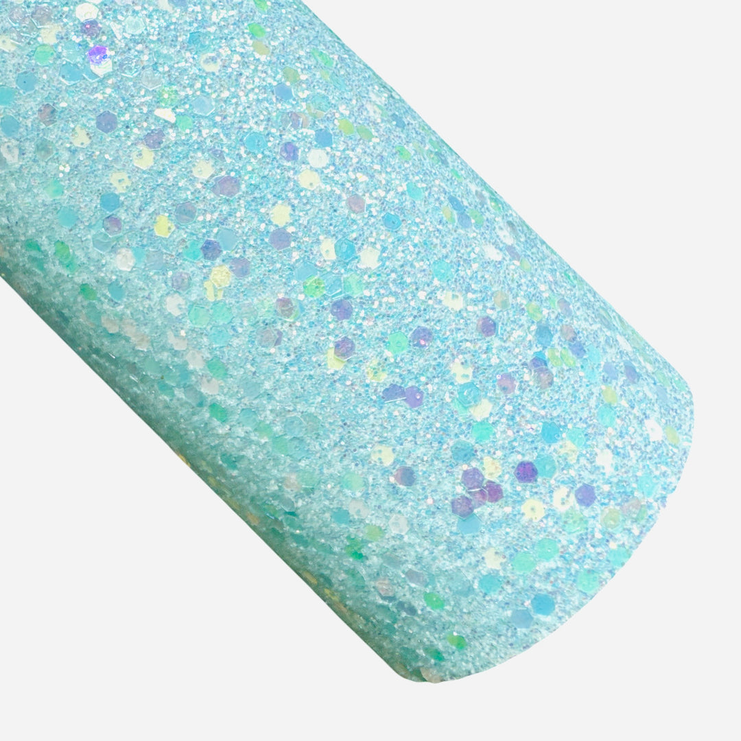 Cuir épais à paillettes bleu pastel