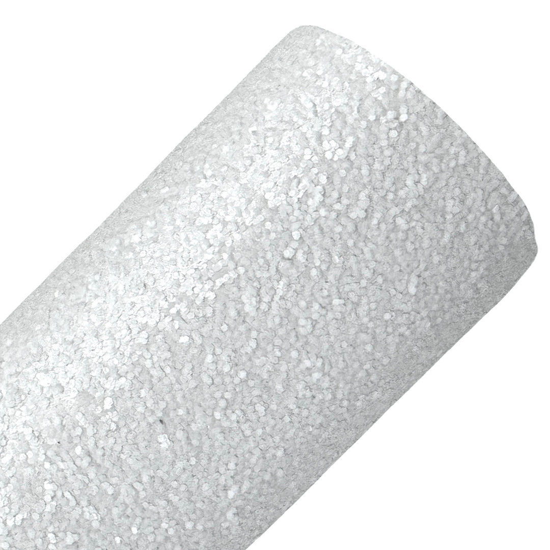 Matte White Chunky Glitter Leather