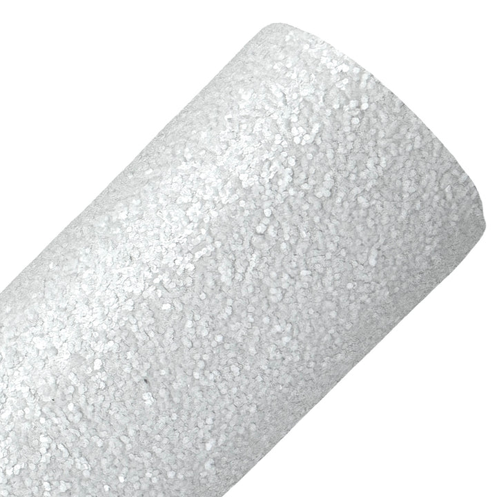 Matte White Chunky Glitter Leather