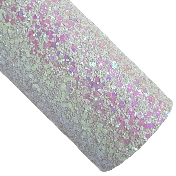 Marshmallow White Premium Chunky Glitter Leatherette