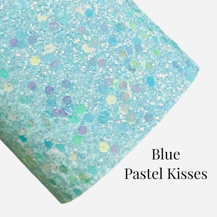 Blue Pastel Kisses Chunky Glitter Leather