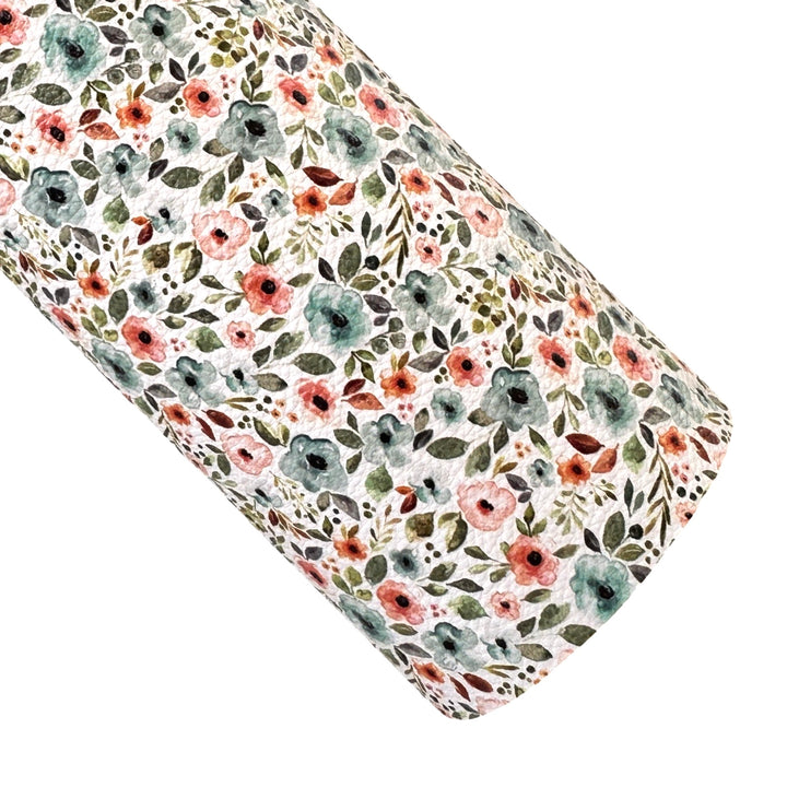 Teal Floral Faux Leatherette