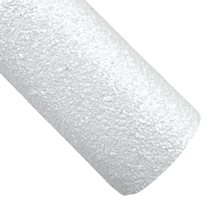 Matte White Chunky Glitter Leather