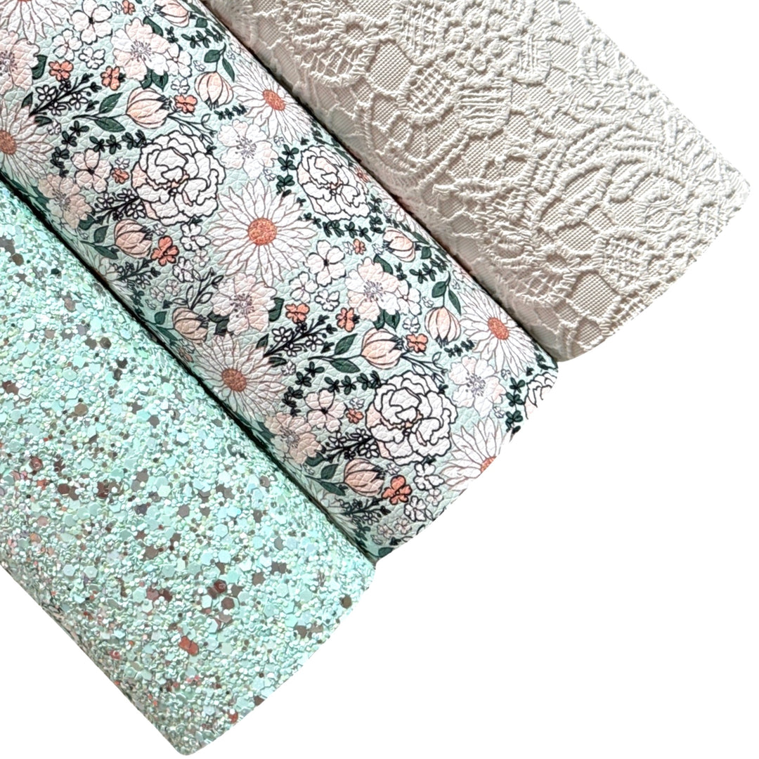 Minty Blooms Glitter Leatherette Bundles