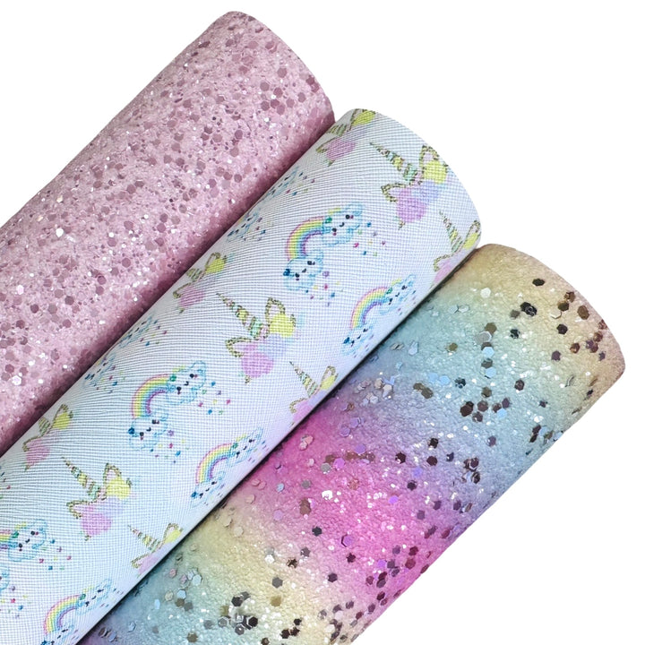 Unicorn Rainbow Leatherette and Glitter Bundle