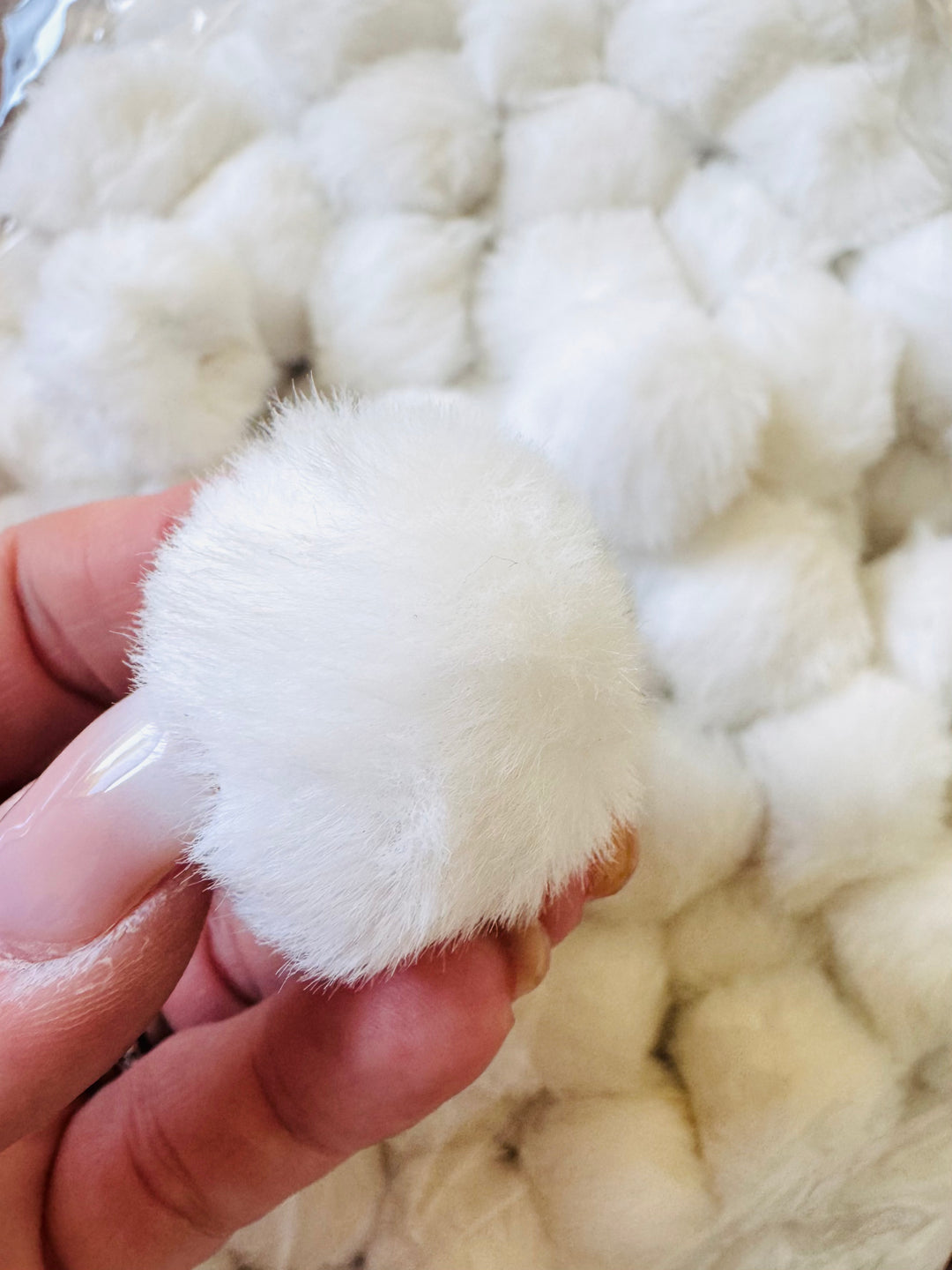 Luxe Faux Fur Pom Poms in White - Cute Bunny Tails this Easter!