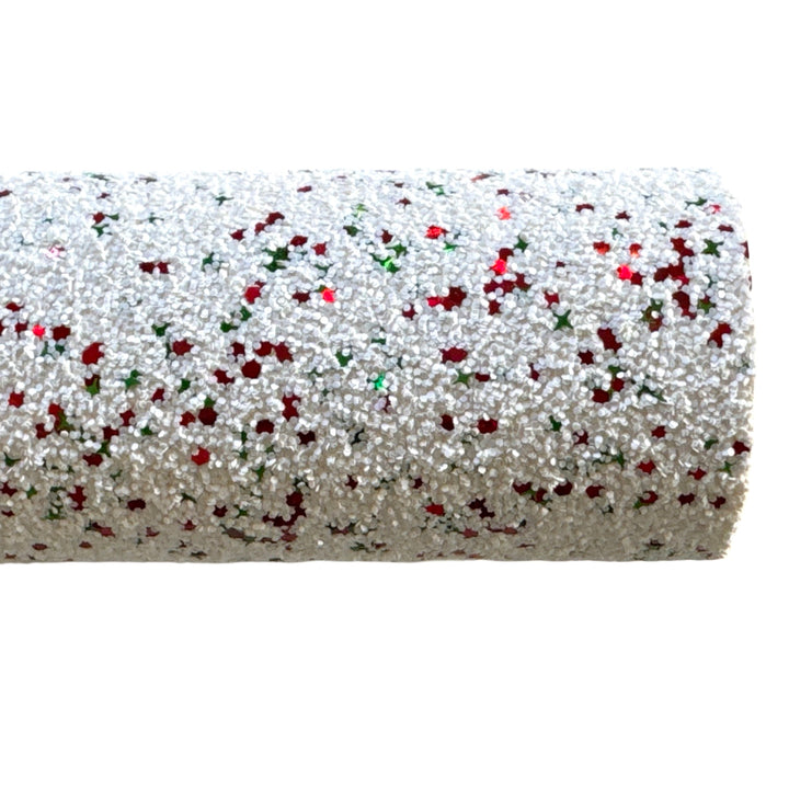 Feuille de tissu à paillettes épaisses mélangées argentées Jingle Bells