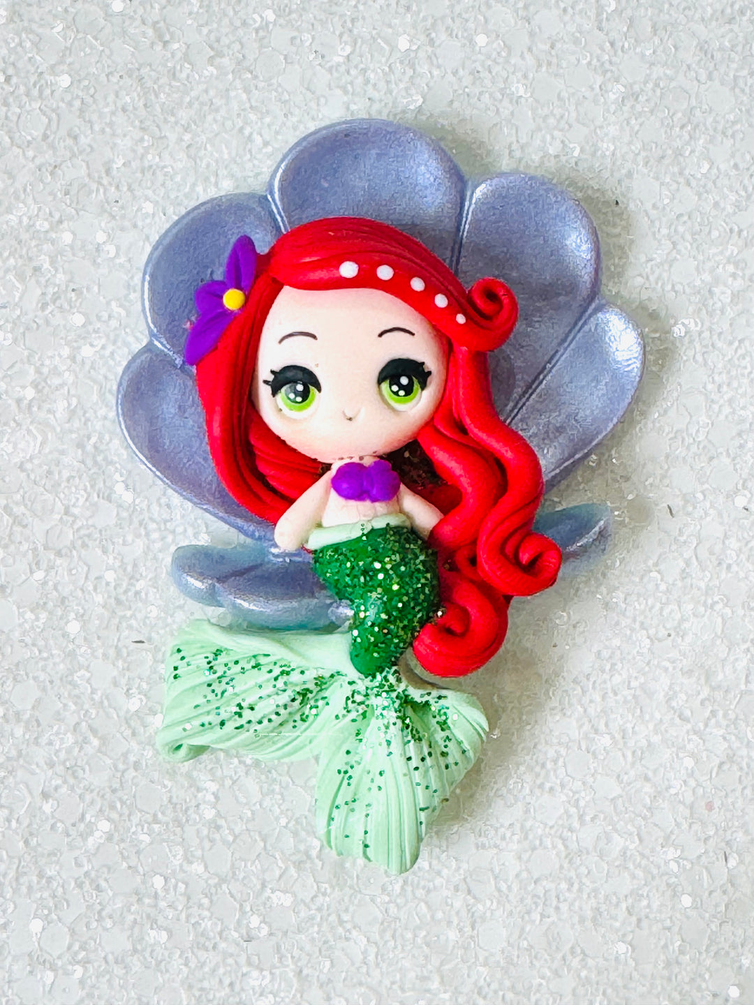 Red Siren Mermaid in Clam Shell Bow Clay from Temptress Maker