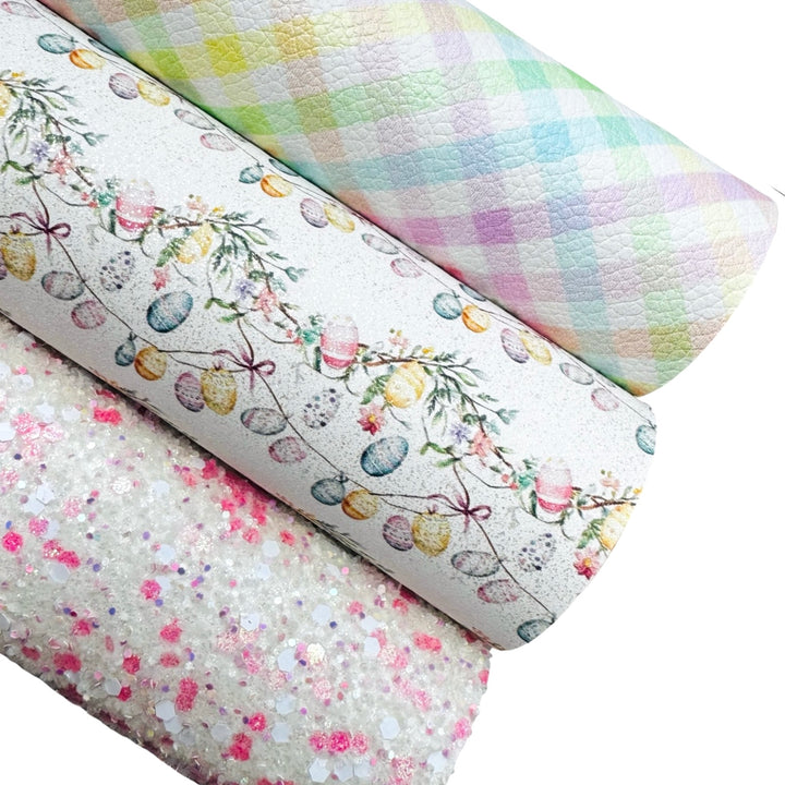 Egg Garland Glitter Suede Faux Leather Sheet