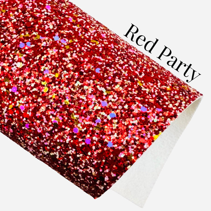 Red Party Chunky Glitter Leather