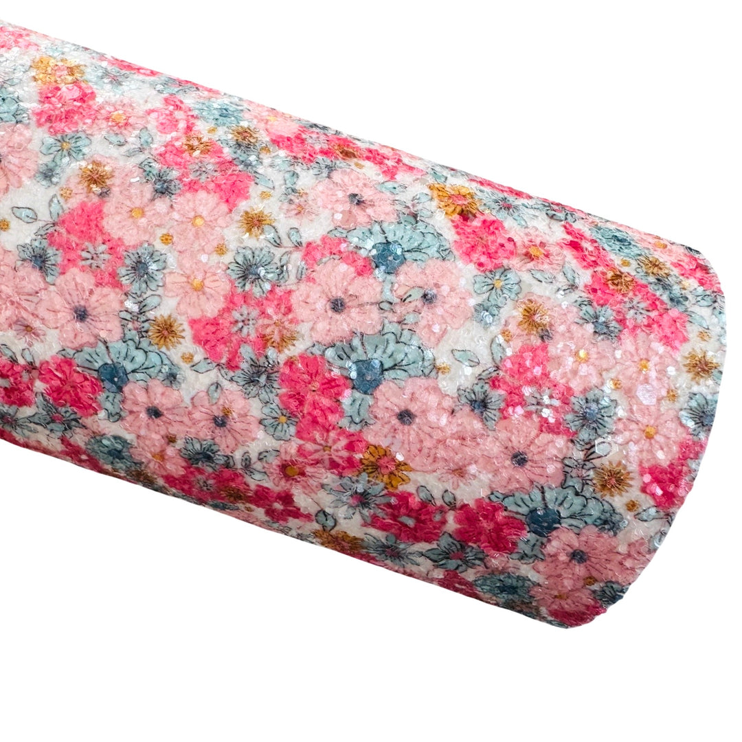 Floral Chunky Glitter Leather