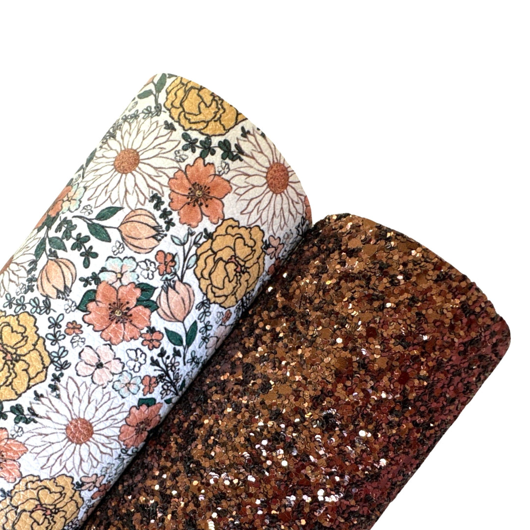 Autumn Daisy Floral Faux Leatherette