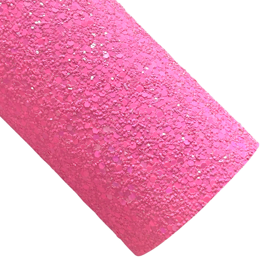 Hot Pink Chunky Glitter Leather
