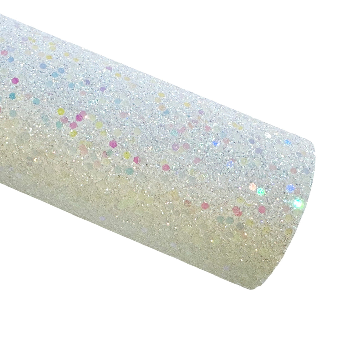 Unicorn White Rainbow Fine Glitter Leather