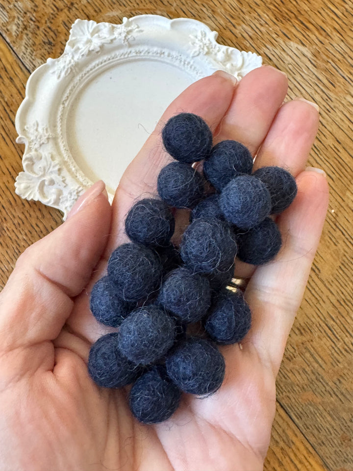 100% Wool Felt Balls 1cm 3/8” ~ Navy