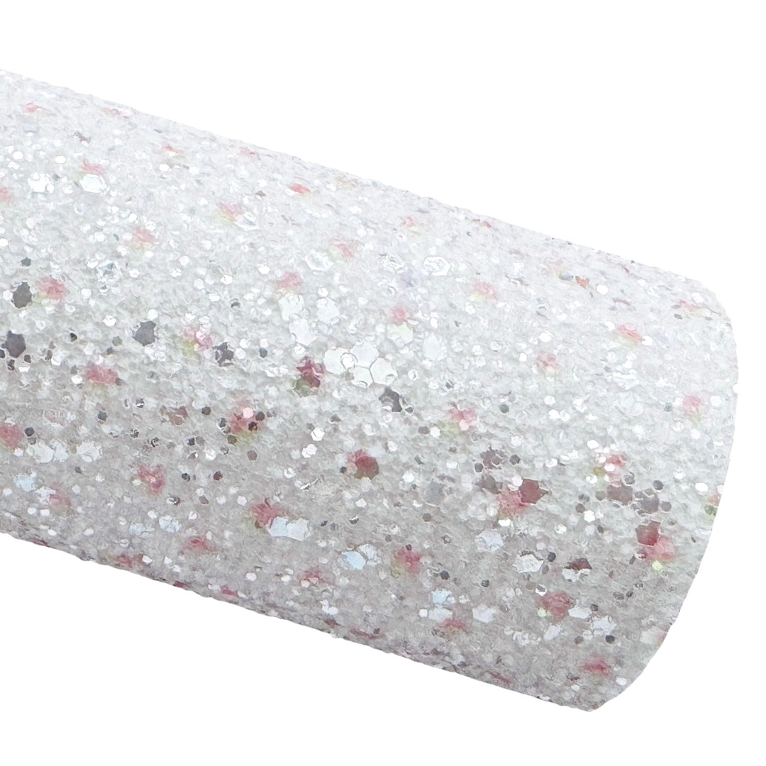 Pale Pink Polka Dot Chunky Glitter Leather