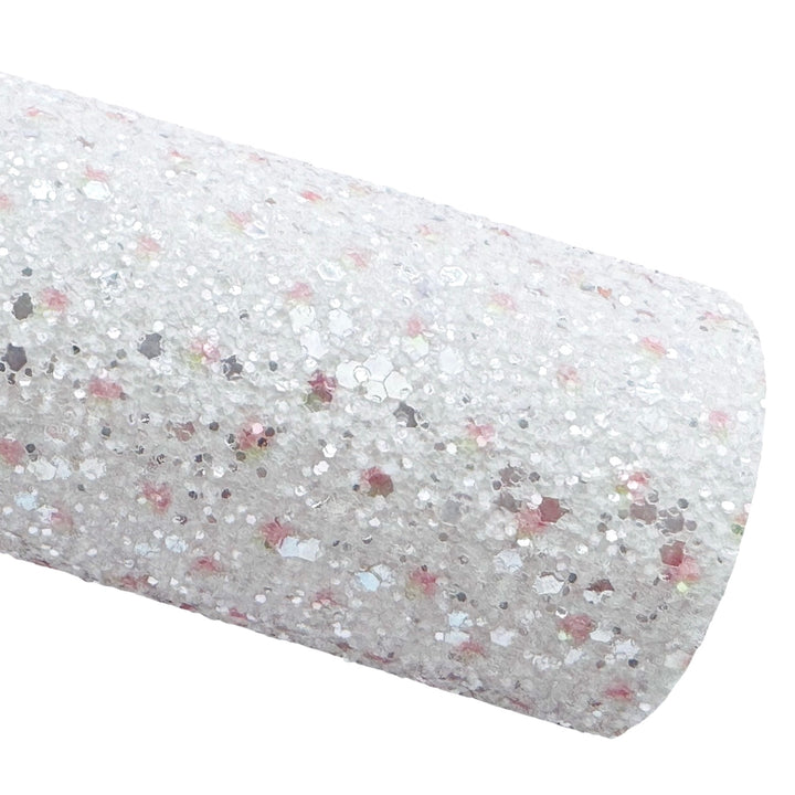 Pale Pink Polka Dot Chunky Glitter Leather