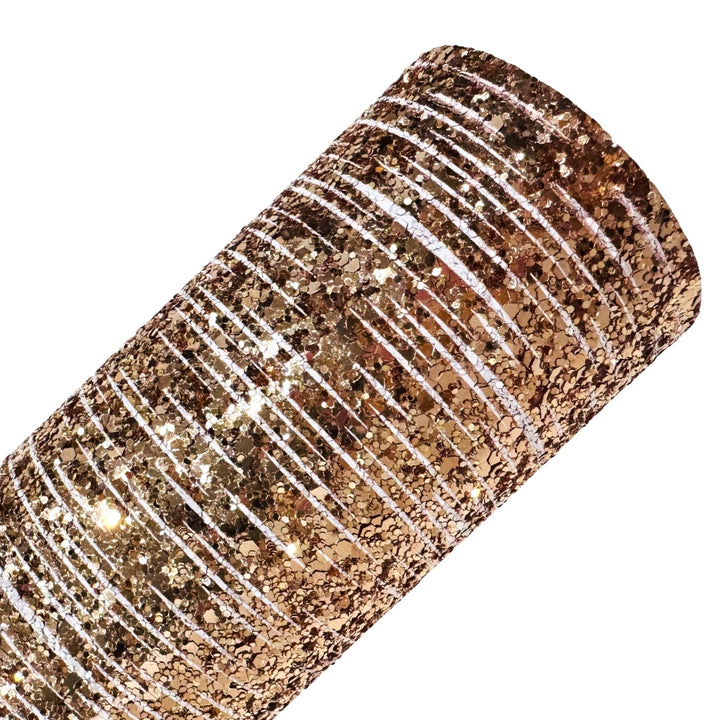 Rose Gold Striped Chunky Glitter Leather
