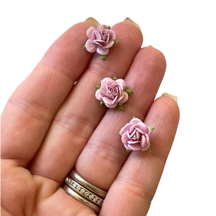 Mulberry Paper Flowers - 1cm Rounded Petal Roses - Dusty Pink