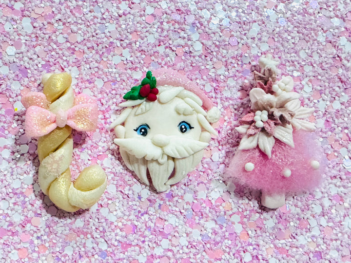 Pink Santa Bow Clays