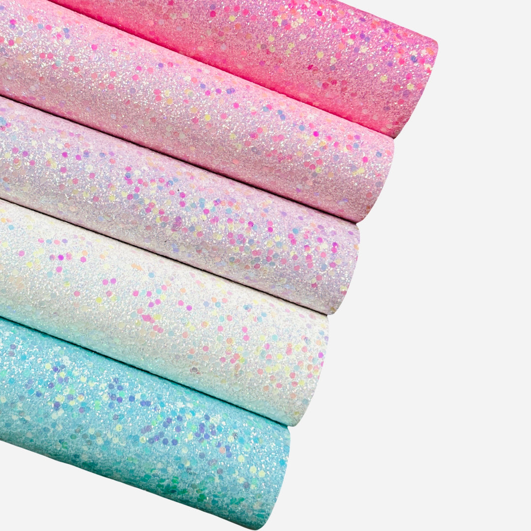 Blue Pastel Kisses Chunky Glitter Leather