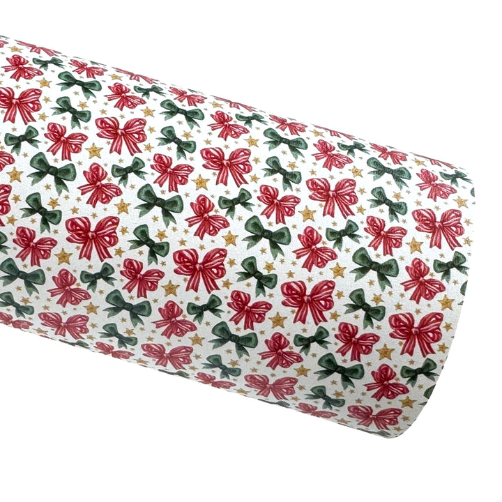 Christmas Bows Smooth Faux Leather Sheet