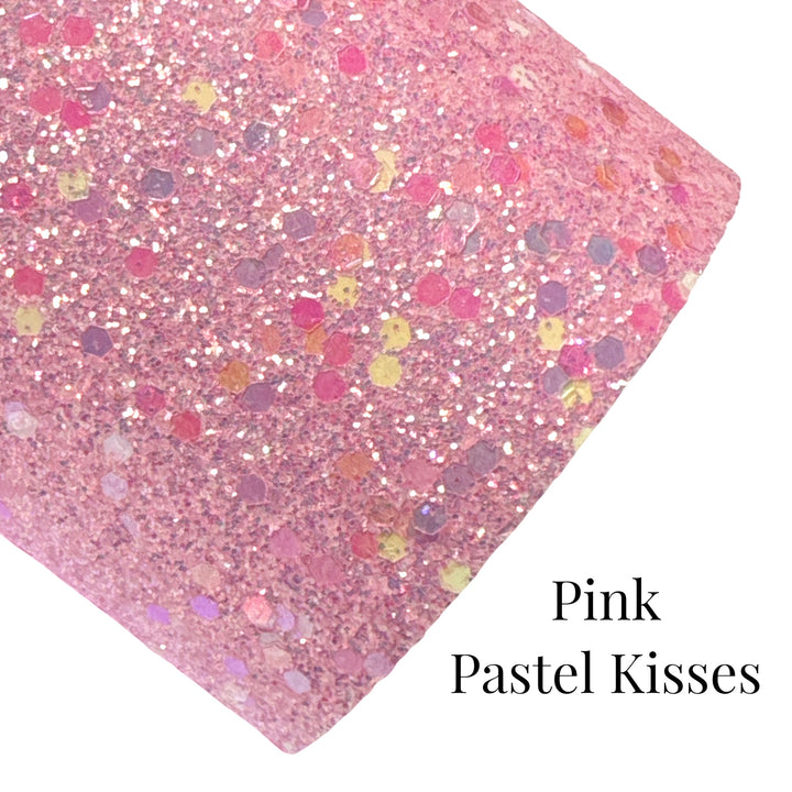 Pink Pastel Kisses Chunky Glitter Leather