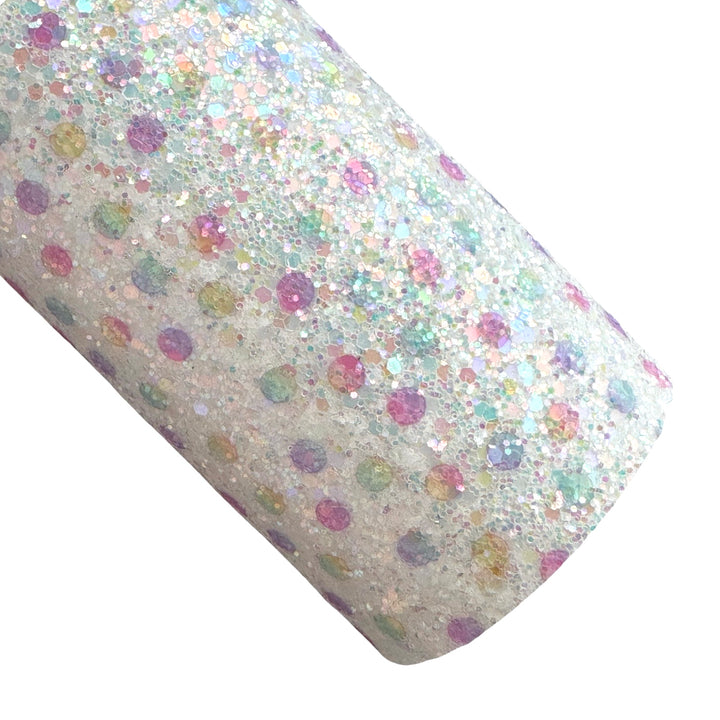 Tissu Dotty Rainbow multicolore à grosses paillettes