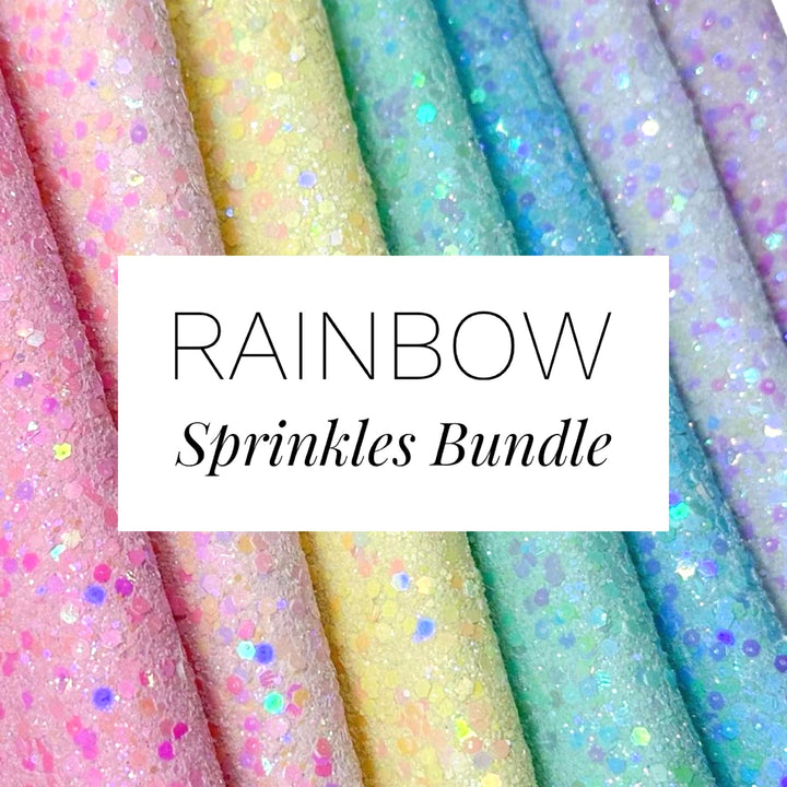 NEW White Rainbow Sprinkles Chunky Glitter Leather