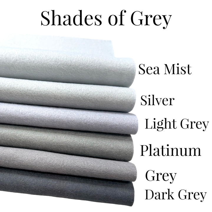 100% Pure Merino Wool Felt - Shades of Grey Bundle