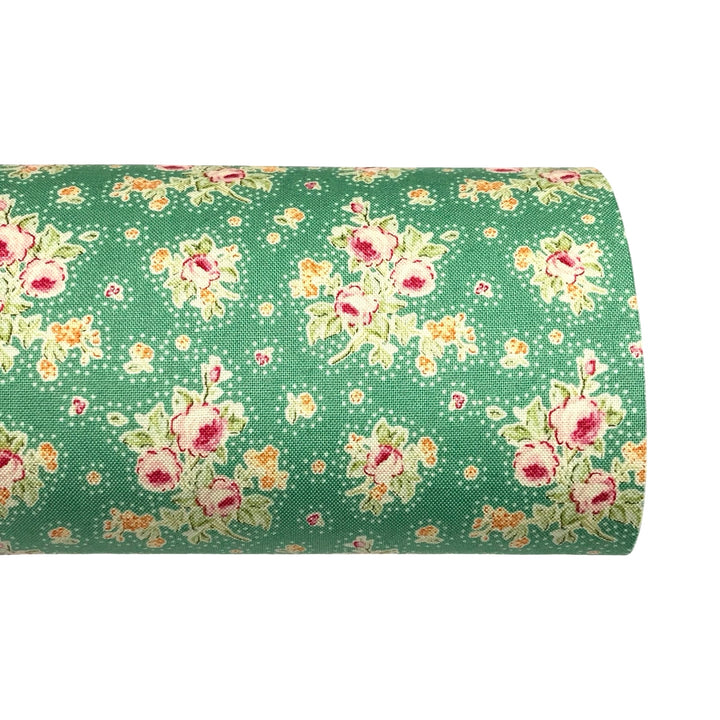 Feuilles de tissu à dos en feutre floral vert et rose