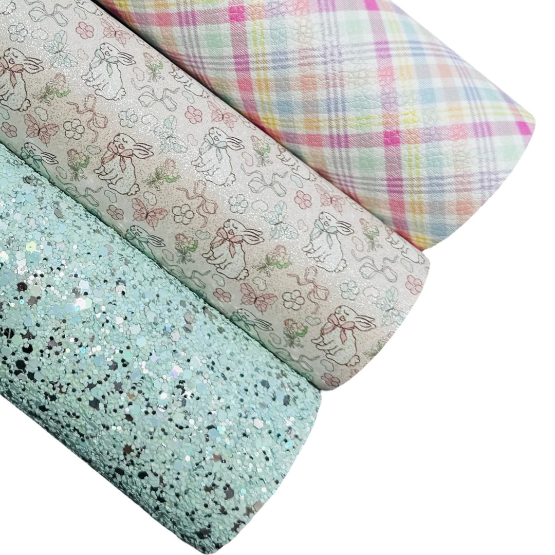 Soft Pink Bunny Glitter Suede Faux Leather Sheet