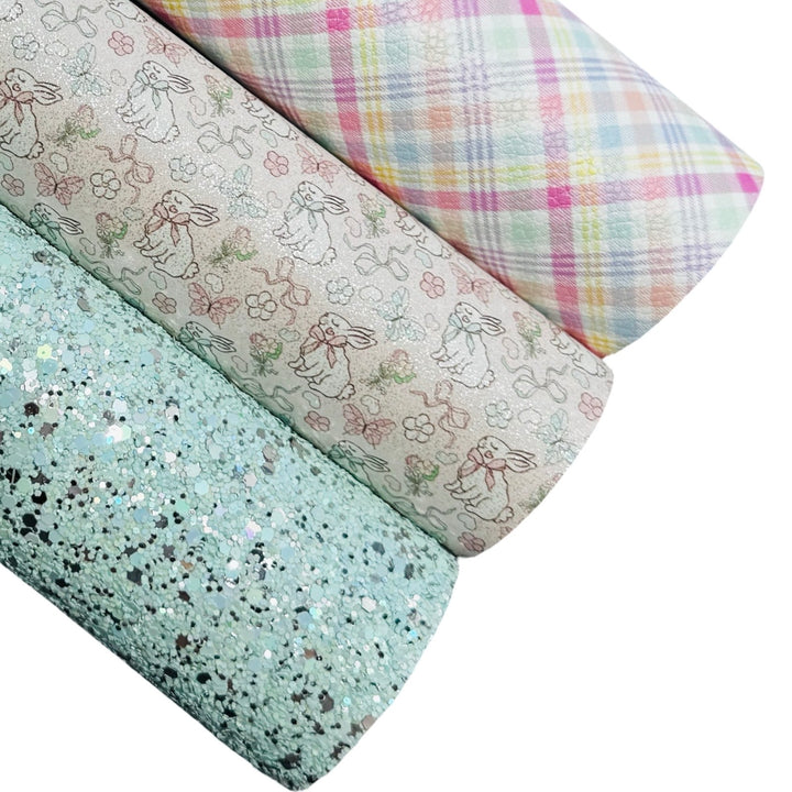 Soft Pink Bunny Glitter Suede Faux Leather Sheet