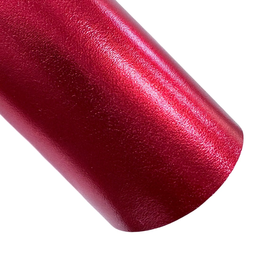 Metallic Red Smooth Faux Leatherette