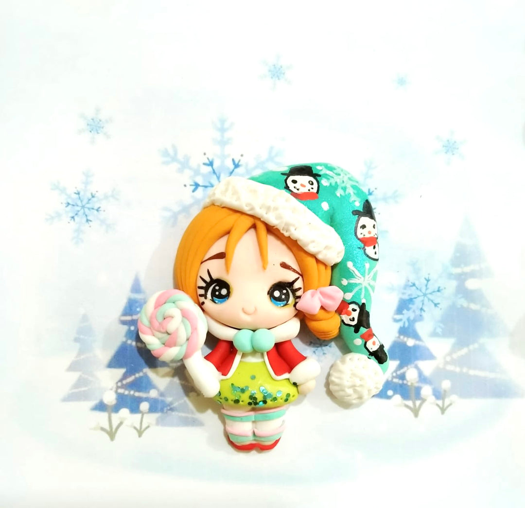 Christmas Lollypop Girl Bow Clay