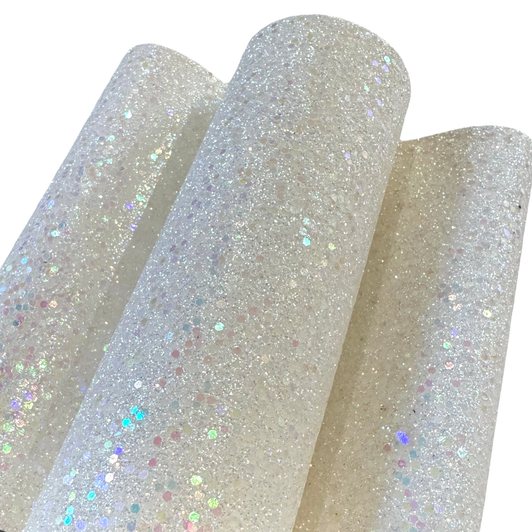 Unicorn White Rainbow Fine Glitter Leather