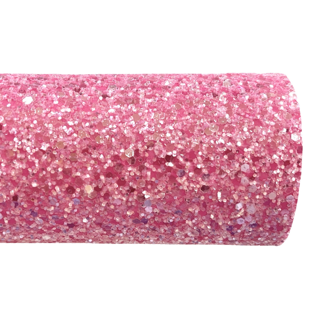 Pink Crystal Beauty Chunky Glitter Leather with a Pink Felt Rear