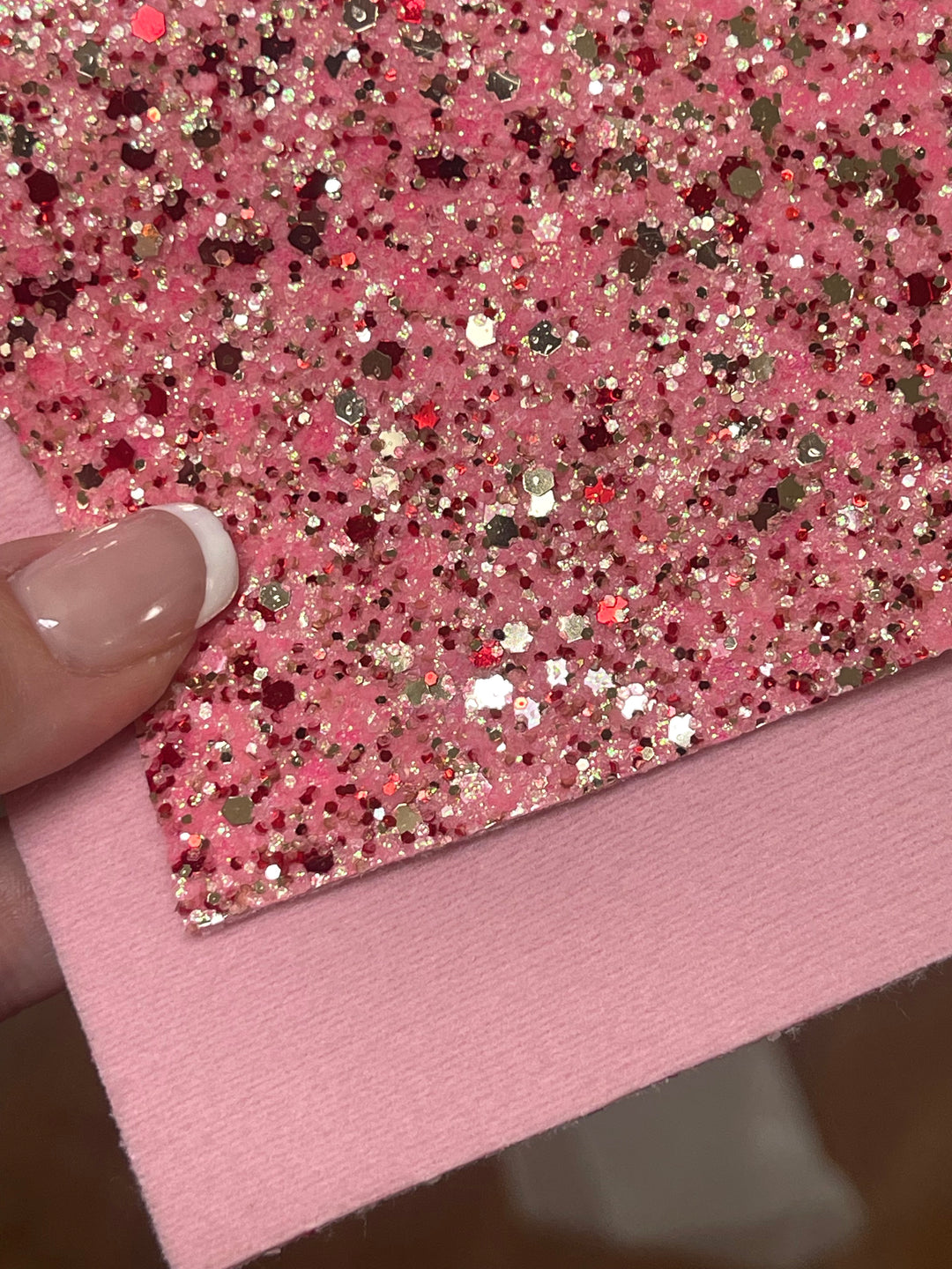 Pink Red and Gold Chunky Glitter