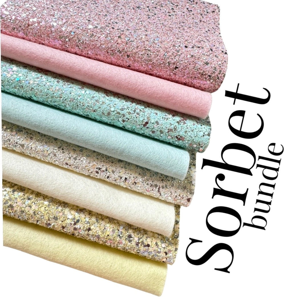 Sorbet Sparkle Glitter Merino Wool Felt 8 Sheet Bundle