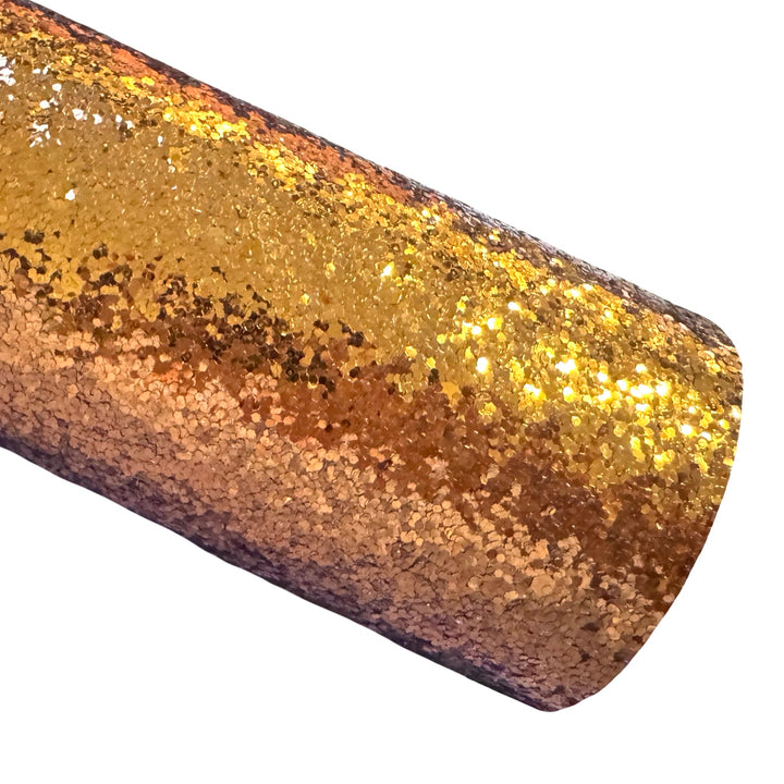 Orange Chunky Glitter Fabric Sheet 0.7mm Thick | Smooth White Rear | Great for Backing | Shoes