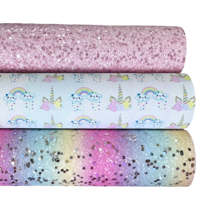 Unicorn Rainbow Leatherette and Glitter Bundle