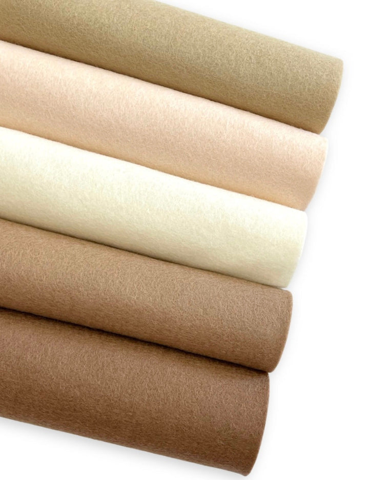 Paquet de 5 feuilles de feutre de laine à peau naturelle