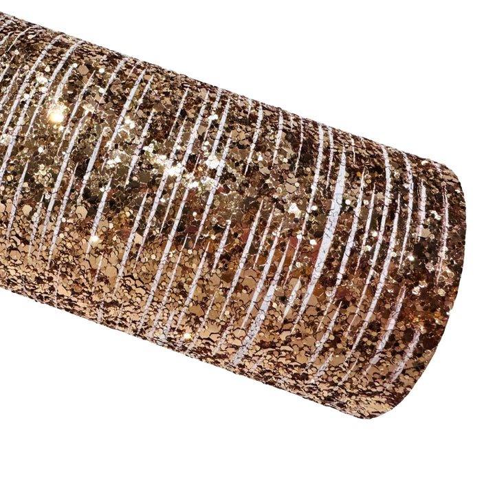 Rose Gold Striped Chunky Glitter Leather