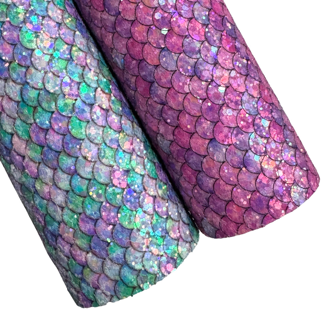 Pink Mermaid Tails Chunky Glitter Leatherette