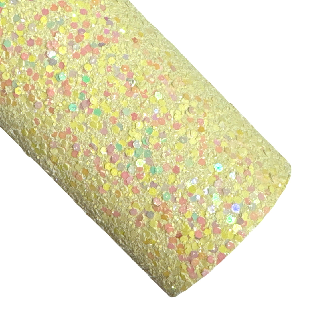 NEW Yellow Rainbow Sprinkles Chunky Glitter Leather